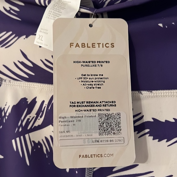 NWT Fabletics  XL high waisted printed PureLux athletic pant - Picture 2 of 4